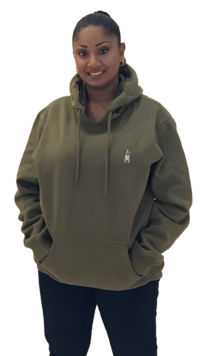 MILITARY OLIVE HOODED SWEATSHIRT –